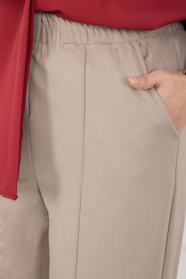 Mds - Önü Çimalı Cep Detaylı Pantolon Taş (1)