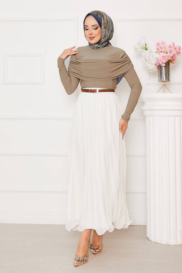 CVN - Önü Drapeli Sandy Bluz Bej (1)