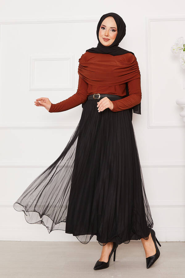 CVN - Önü Drapeli Sandy Bluz Kiremit (1) CVN - Önü Drapeli Sandy Bluz Kiremit (1)