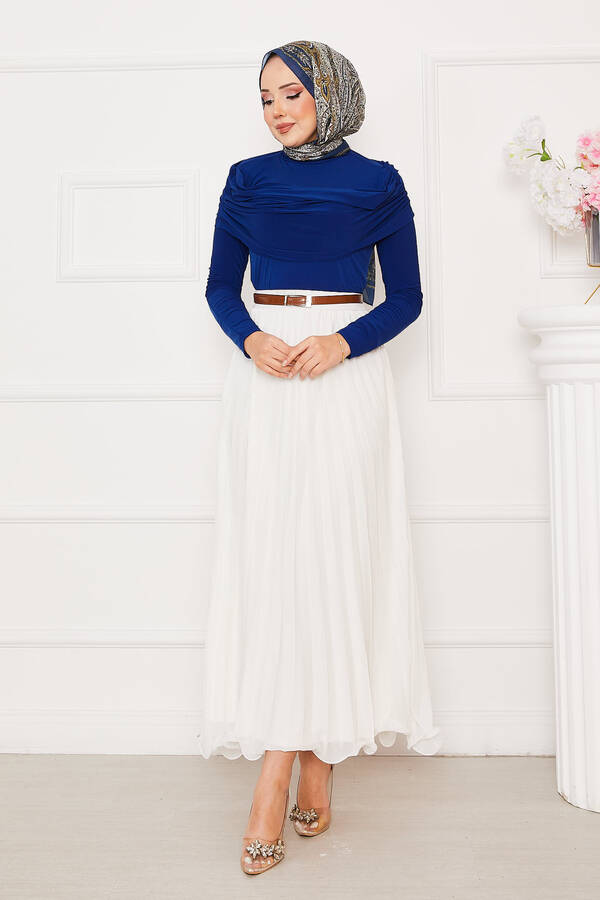 CVN - Önü Drapeli Sandy Bluz Saks (1) CVN - Önü Drapeli Sandy Bluz Saks (1)