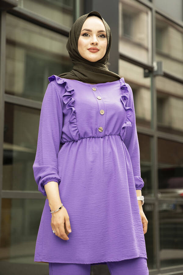 NY - Önü Fırfırlı İkili Takım 120NY-4673 Lila (1)