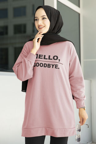 Önü Yazılı Spor Tunik 120NY-10205 Gülkurusu - Thumbnail