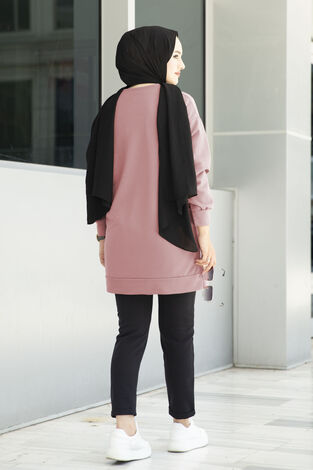 Önü Yazılı Spor Tunik 120NY-10205 Gülkurusu - Thumbnail