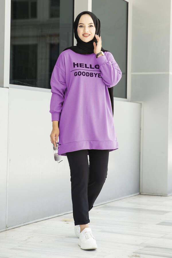 NY - Önü Yazılı Spor Tunik 120NY-10205 Mor