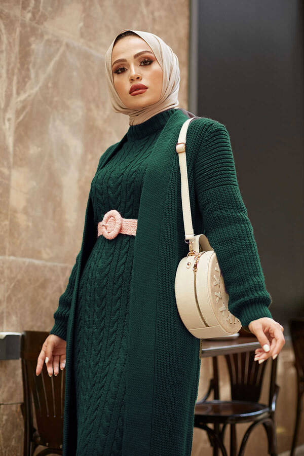 SB - Örgülü Hırkalı Takım 9832 Zümrüt (1)