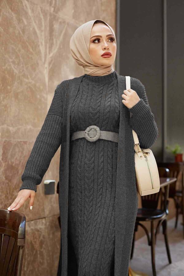 SB - Örgülü Hırkalı Takım Antrasit (1)