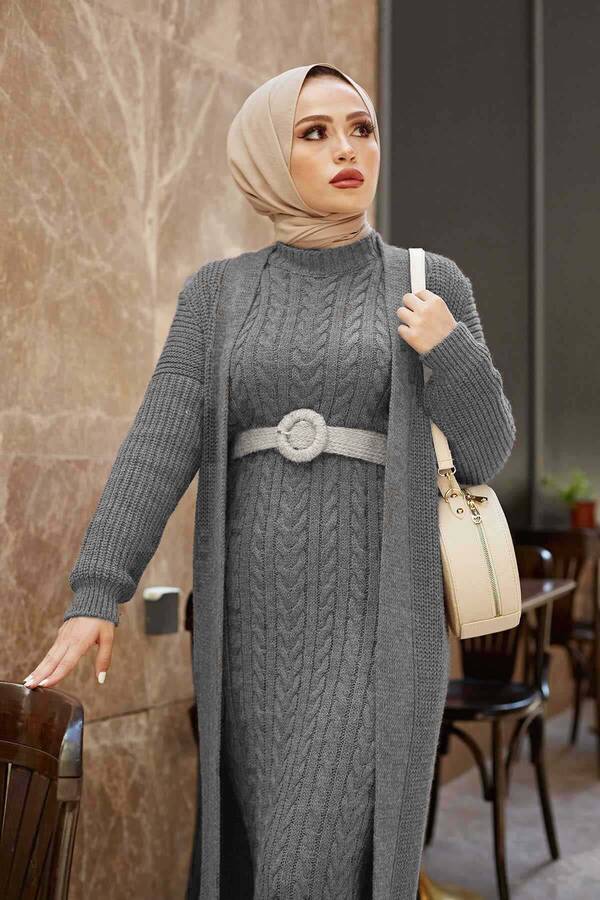 SB - Örgülü Hırkalı Takım Gri (1)