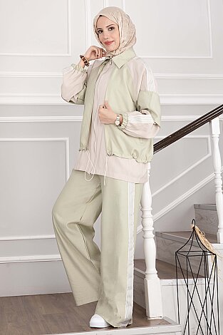 Oversize Fermuarlı İkili Spor Takım Mint - 5