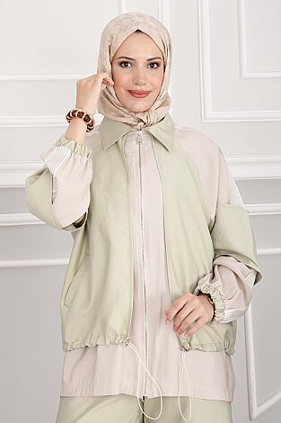 Oversize Fermuarlı İkili Spor Takım Mint (1)