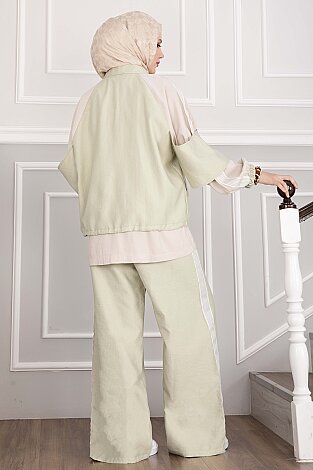 Oversize Fermuarlı İkili Spor Takım Mint - 6