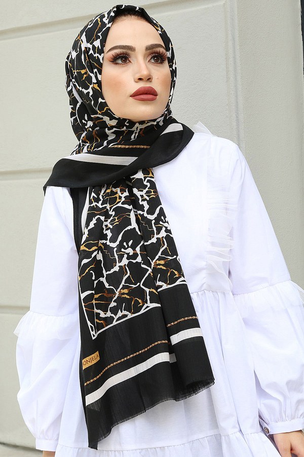  - Pamuklu Şal 789005-1 Siyah