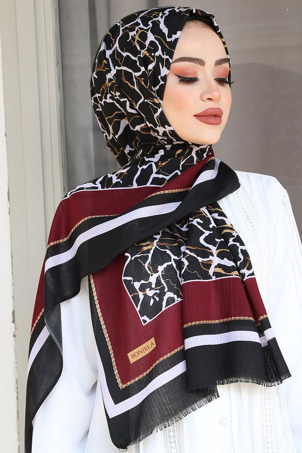  - Pamuklu Şal 789005-10 Bordo