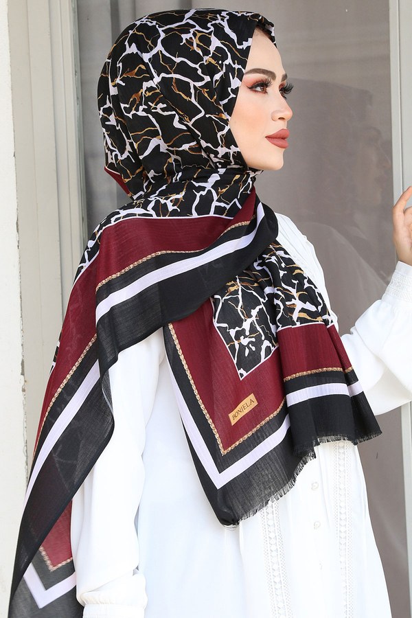  - Pamuklu Şal 789005-10 Bordo (1)
