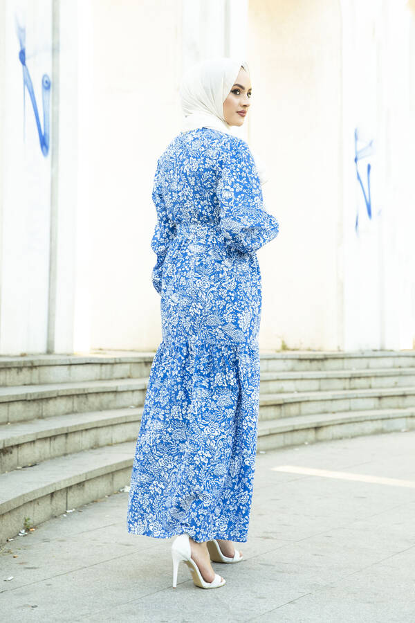 Papatya Desen Çingene Tesettür Elbise 100MD11483-11