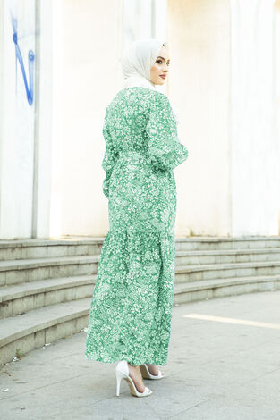 Papatya Desen Çingene Tesettür Elbise 100MD11483-13 - Thumbnail