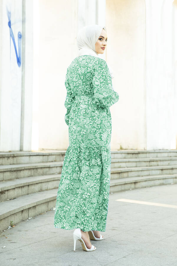 Papatya Desen Çingene Tesettür Elbise 100MD11483-13
