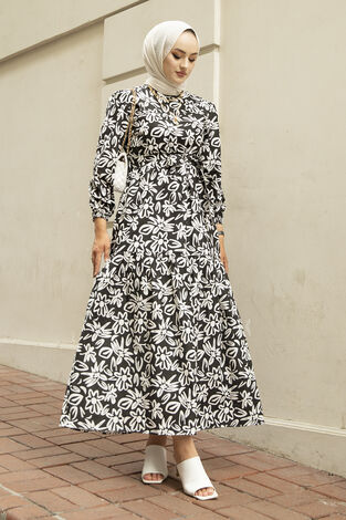Yasemin Desen Çingene Tesettür Elbise 100MD11483-9 - Thumbnail