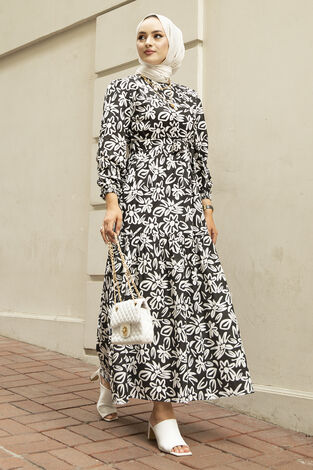 Yasemin Desen Çingene Tesettür Elbise 100MD11483-9 - Thumbnail