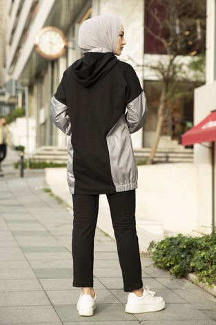 Paraşüt Detaylı Tesettür Takım Siyah - Thumbnail