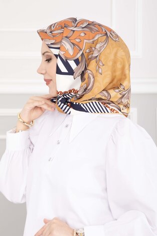 Patchwork Desen Eşarp Serisi Bej