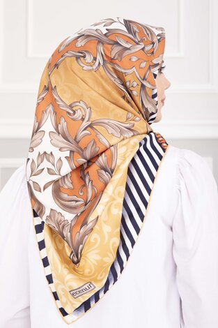 Patchwork Desen Eşarp Serisi Bej - 3