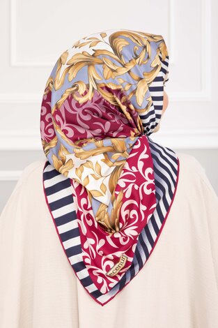 Patchwork Desen Eşarp Serisi Fuşya - 3