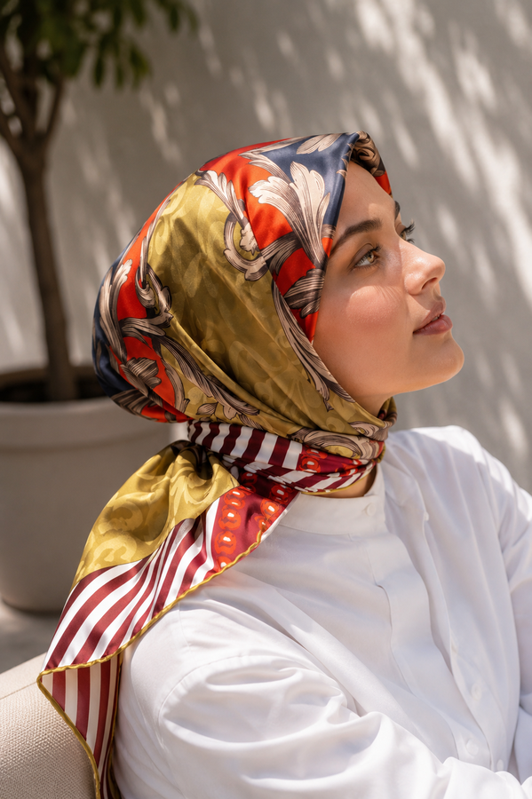 Ecn - Patchwork Desen Eşarp Serisi Latte
