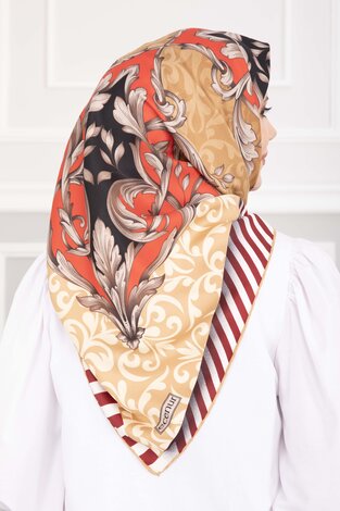 Patchwork Desen Eşarp Serisi Latte - 3