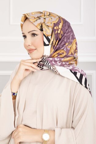 Patchwork Desen Eşarp Serisi Lila