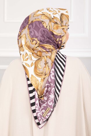 Patchwork Desen Eşarp Serisi Lila - 3