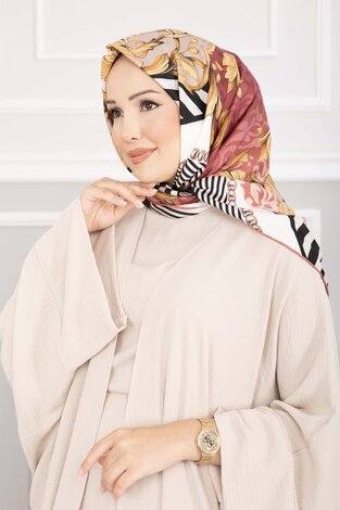 Patchwork Desen Eşarp Serisi Pudra (1)