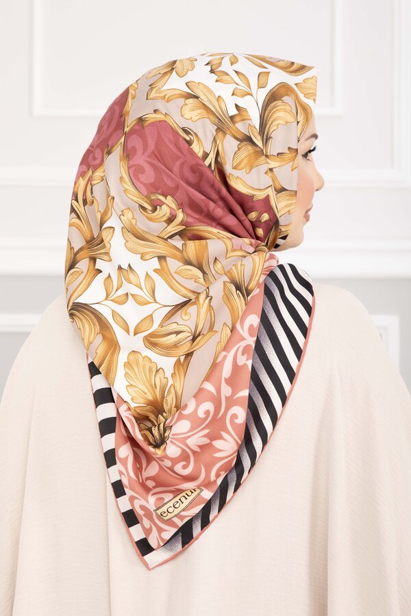 Patchwork Desen Eşarp Serisi Pudra - 3