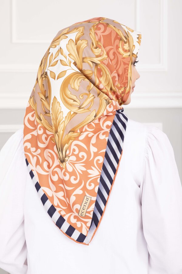 Patchwork Desen Eşarp Serisi Somon - 3