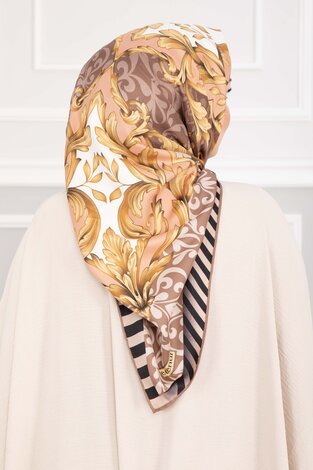 Patchwork Desen Eşarp Serisi Vizon - 3