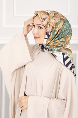 Patchwork Desen Eşarp Serisi Yeşil