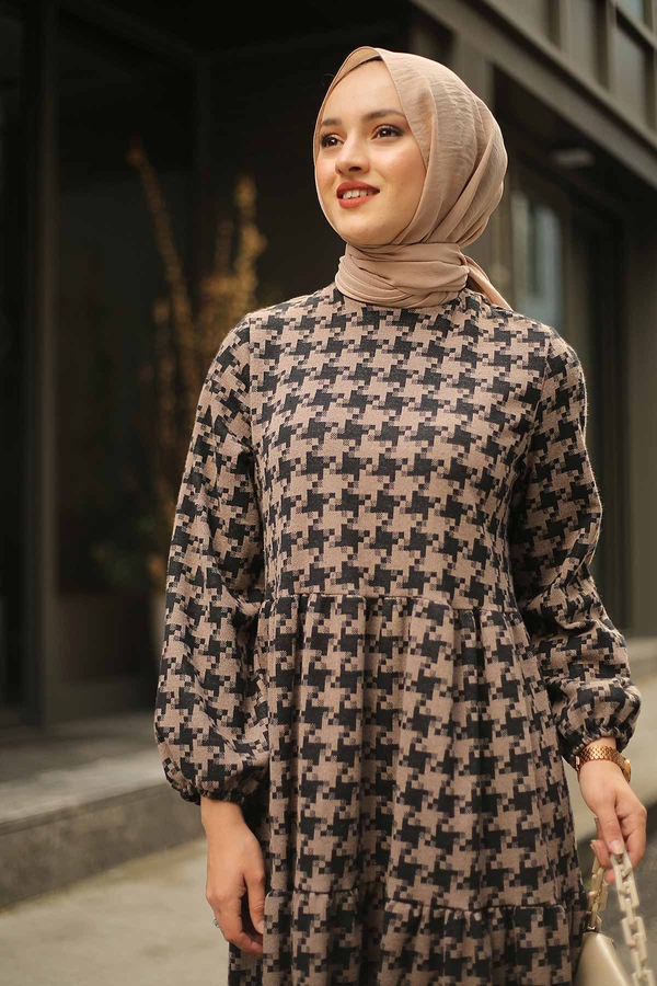  - Patterned Dress 10092-3 Coffee color (1)
