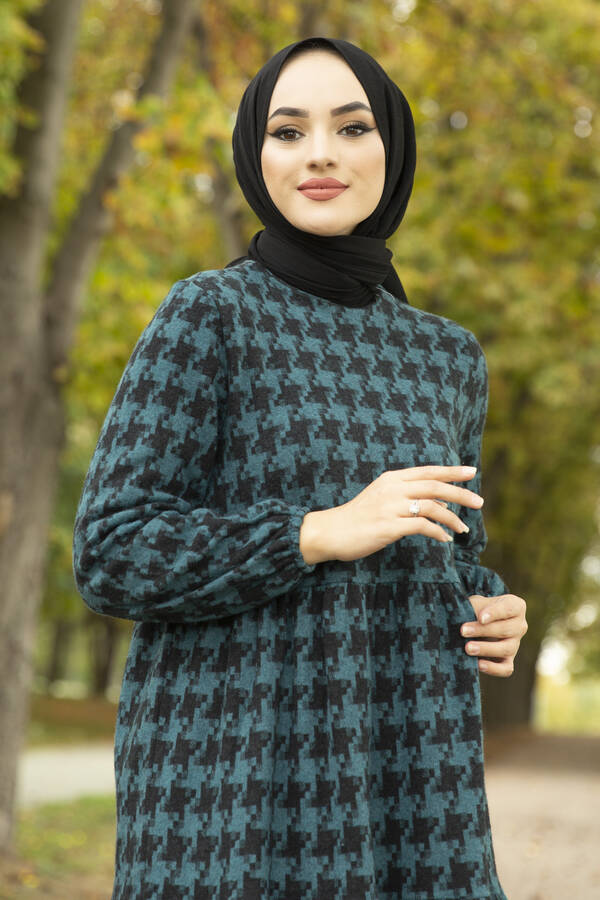  - Patterned Dress 10092-7 petrol (1)