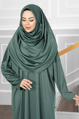 Peçeli Namaz Elbisesi 585EN-3459 Mint - Thumbnail