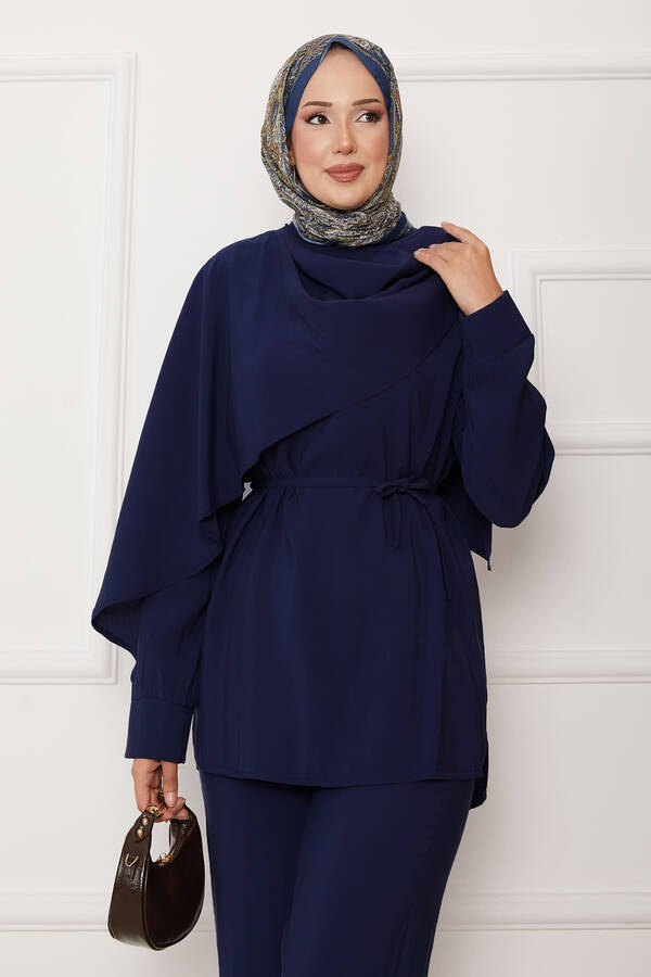 Sym - Pelerinli Modal İkili Takım Lacivert (1) Sym - Pelerinli Modal İkili Takım Lacivert (1)