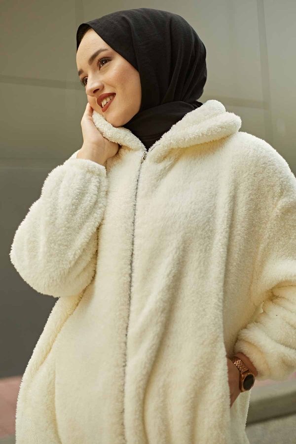 SB - Peluş Hırka 180SB9822 Ekru (1)