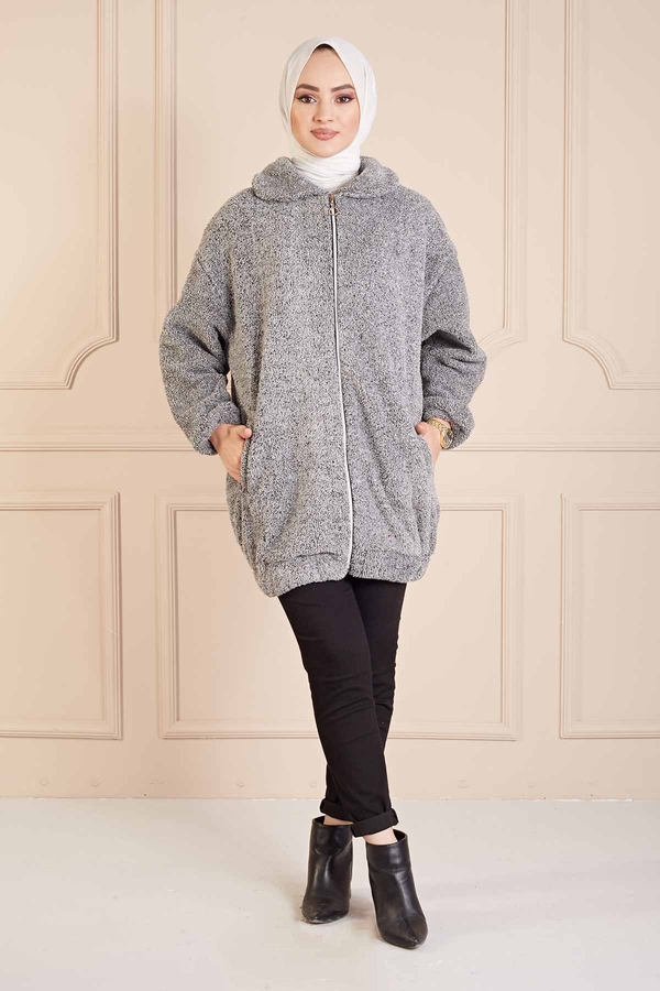 SB - Peluş Hırka 180SB9822 Gri
