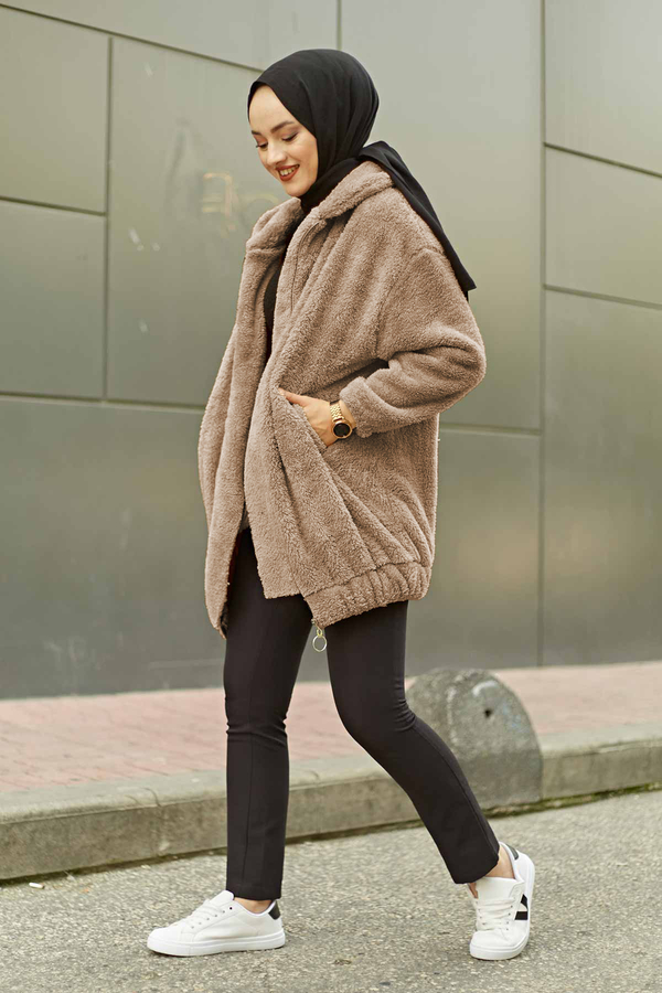 SB - Peluş Hırka 180SB9822 Latte