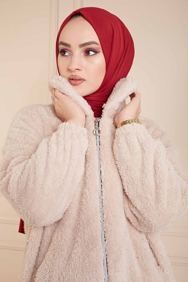 SB - Peluş Hırka 180SB9822 Taş (1)