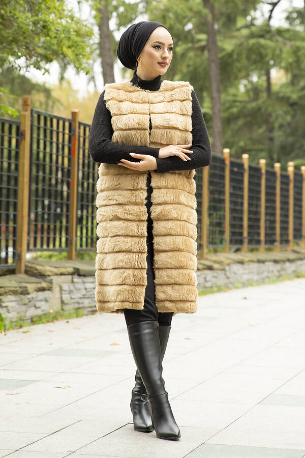 Peluş Yelek 2144-5 Camel Peluş Yelek 2144-5 Camel