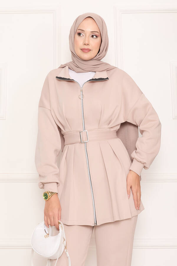 MD - Pile Detaylı Fermuarlı İkili Takım Taş (1)