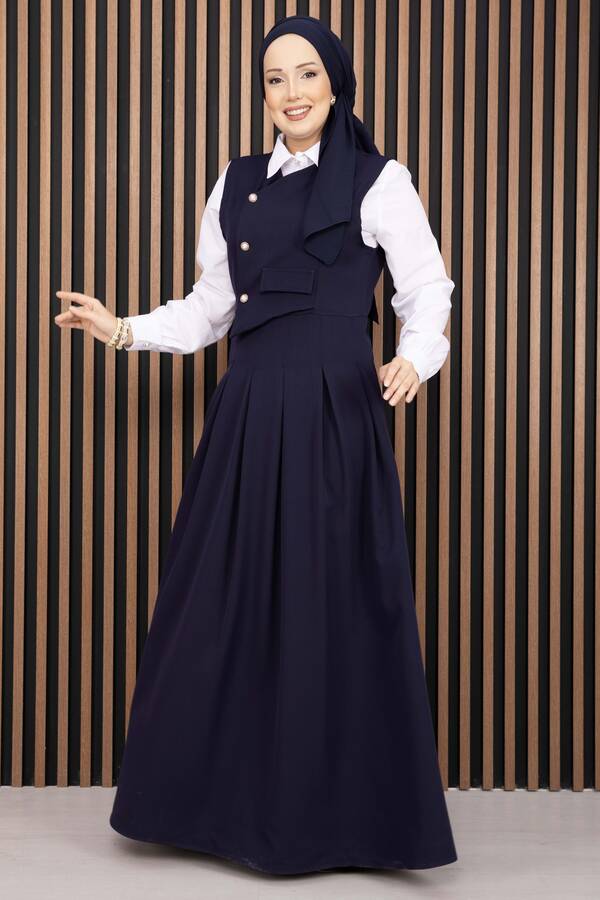 Asm - Pile Detaylı Gömlekli Jile Takım Lacivert