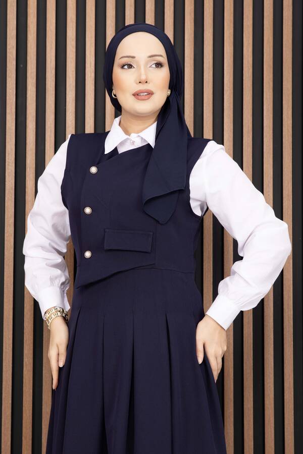 Asm - Pile Detaylı Gömlekli Jile Takım Lacivert (1)