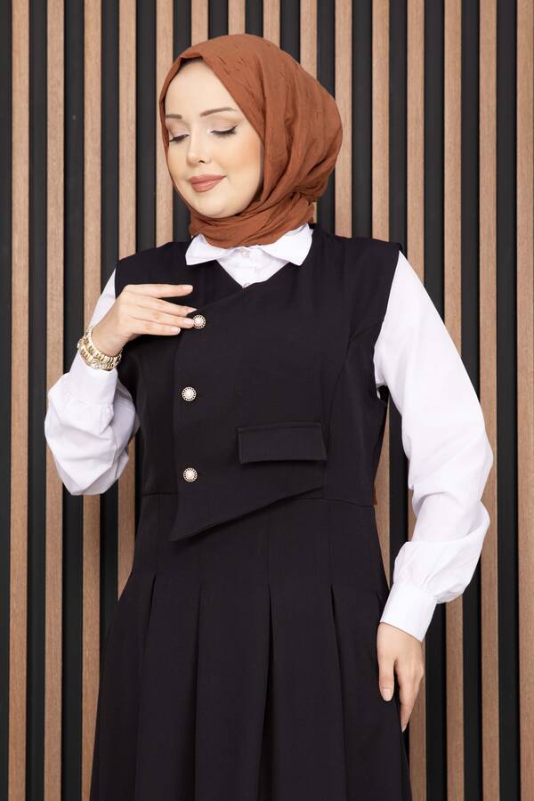 Asm - Pile Detaylı Gömlekli Jile Takım Siyah (1)