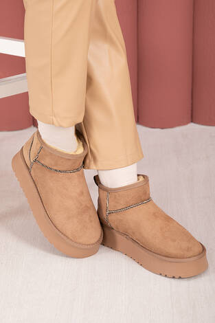 Platform Taban İçi Kürklü Bot Vizon - Thumbnail