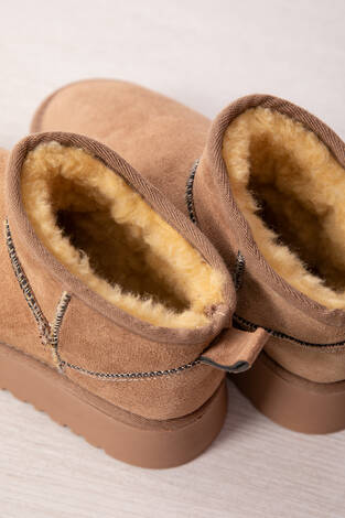 Platform Taban İçi Kürklü Bot Vizon - Thumbnail